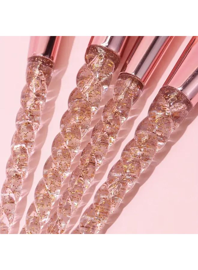 10 Pcs Pink Oval Makeup Brush Set Nylon Bristles Professional Cosmetic Brushes For All Skin Types - Image 3